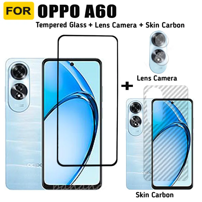 สําหรับ OPPO A60 กระจกนิรภัย OPPO A98 A78 A58 A38 A18 A79 5G 60 เลนส์กล้องกระจกป้องกันหน้าจอและฟิล์มด้านหลัง