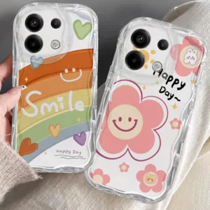 เคส Redmi NOTE 13 PRO POCO X6 M6 PRO NOTE13 PRO+ PLUS 5G 4G  เคสโทรศัพท์มือถือใส แบบนิ่ม ลายหยัก สําหรับ สายรุ้ง ดอกไม้