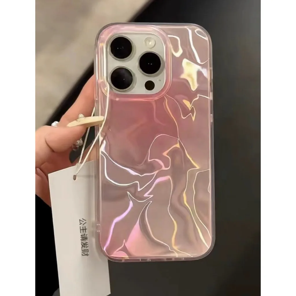 เคสโทรศัพท์มือถือแบบแข็ง กันกระแทก กันรอยกล้อง ไล่โทนสีชมพู สําหรับ iPhone15 14 13 12 Pro Max