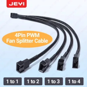 Jeyi เมนบอร์ดสี่พิน one-point-two extension 4-pin 1 ถึง 3 อะแดปเตอร์สายเคเบิลแชสซีพัดลม pwm อุณหภูมิควบคุม 4Pin สายต่อ