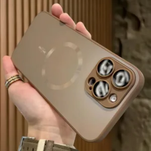 【AG matte acrylic hard case/With Lens Film/Titanium Gold】เคส compatible for iphone 11 12 13 14 pro max case