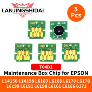 5 ชิ้น T04D1 กล่องบํารุงรักษาชิปสําหรับ EPSON L14150 L14158 L6160 L6168 L6170 L6178 L6190 L6191 L6198 L6161 L6166 6171 EWMB2 T04D100 ชิป