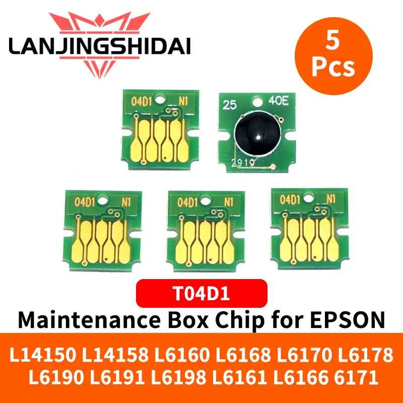 5 ชิ้น T04D1 กล่องบํารุงรักษาชิปสําหรับ EPSON L14150 L14158 L6160 L6168 L6170 L6178 L6190 L6191 L6198 L6161 L6166 6171 EWMB2 T04D100 ชิป