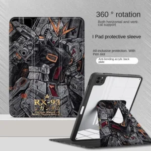 [iPad Air 4] เคสอะคริลิค ลายการ์ตูนอนิเมะกันดั้ม สีเทา พร้อมช่องใส่ปากกา 360 สําหรับ iPad Air 5 10.9 Pro 11 10th 9th 8th Gen 7th 10.2 Air3 Mini 6 ° เคส iPad หมุนได้