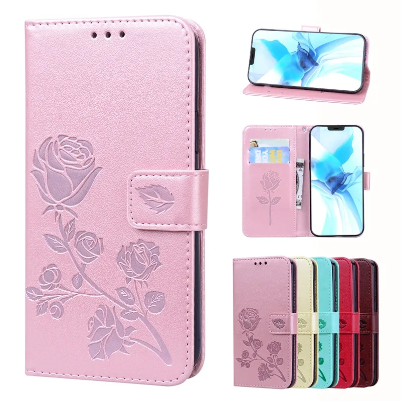 เคสโทรศัพท์หนัง ฝาพับ กันกระแทก ลายดอกกุหลาบ พร้อมช่องใส่บัตร สําหรับ Samsung Galaxy J7 J6 J5 J4 J2 A5 Pro Plus Prime 2017 2016 G530