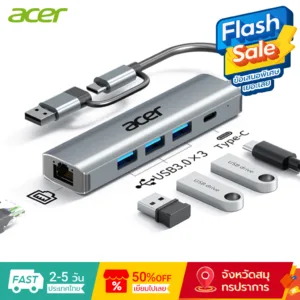 Acer อะแดปเตอร์แปลงสายเคเบิลอีเธอร์เน็ต Type-C USB 3.0 2.0 ความเร็วสูง สําหรับแล็ปท็อป และเดสก์ท็อป