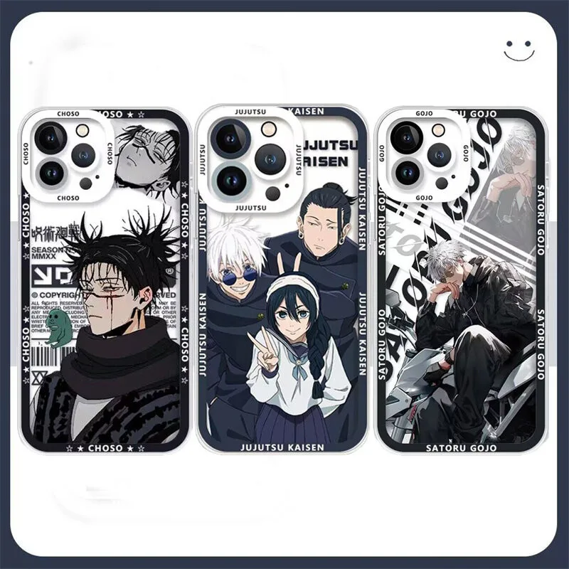 เคสโทรศัพท์มือถือแบบนิ่ม ใส กันกระแทก ลายการ์ตูนญี่ปุ่น Jujutsu Kaisen Gojo Satoru Yuta สําหรับ iPhone 11 12 13 14 15 Pro Max PLUS 12 13 Mini XR X XS Max 8 7 6 6S PLUS
