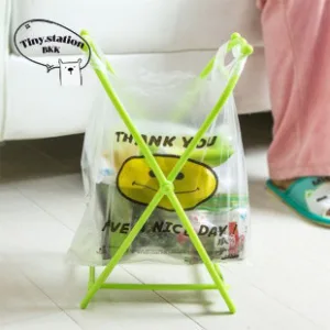 พร้อมส่ง ที่แขวนถุงขยะ วางพื้น แท่นวางถุงขยะ พับได้ สีขาว
