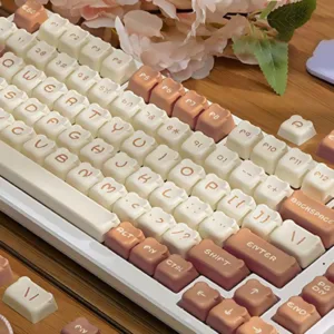 122 คีย์ที่กําหนดเองโปรไฟล์ OEM Keycaps Double Shot PBT น่ารักกาแฟหมี Keycaps สําหรับ Gateron Cherry MX Switches Mechanical Gamer คีย์บอร์ด