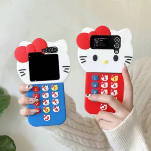 เคสโทรศัพท์แบบพับได้สําหรับ Samsung Galaxy Z Flip6 Flip5 Flip4 Flip3 ซิลิโคนน่ารัก KT Hard เคสโทรศัพท์