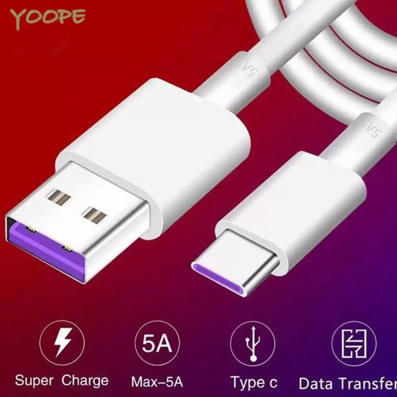 สายชาร์จ สายชาร์จมือถือ USB Type C 5A 1m/2m สายชาร์จเร็ว สายชาร์จข้อมูล microusb