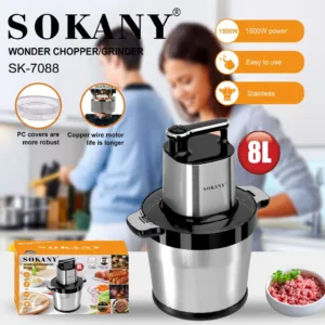 พร้อมส่ง SOKANY 1500W 8L เครื่องบดหมูไฟฟ้า เครื่องปั่น เครื่องบดเนื้อ สแตนเลส304 ประกันมอเตอร์ 1ปี