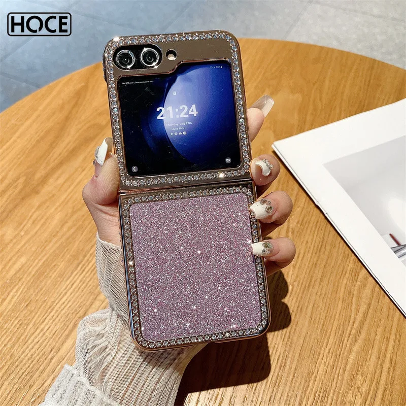 Hoce Zflip5 เคสโทรศัพท์มือถือ กันกระแทก ประดับคริสตัล แวววาว หรูหรา สําหรับ Samsung Galaxy Z Flip 5 6 Zflip6 Flip5 Flip5 5G