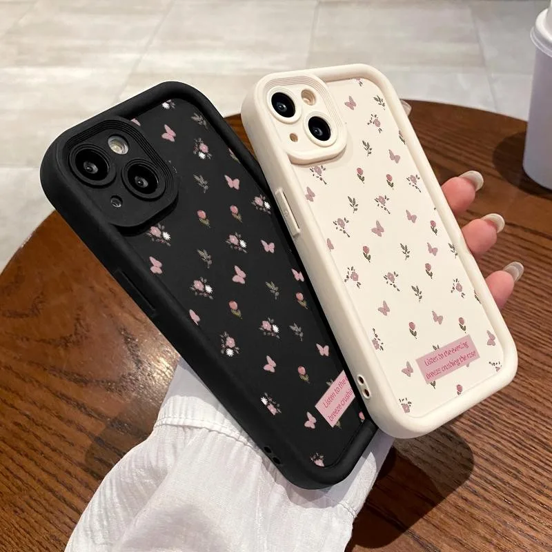 เหมาะสำหรับ Xiaomi POCO M3 M5s M6 Pro 4G X5 5G X6 C55 C65 กรณีโทรศัพท์ป้องกันการตกเคส Simple Flowers