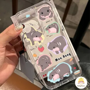 เคสไอโฟน 11 สำหรับ iPhone 15 11 13 Pro Max 14 12 Pro Max XR XS X Max 7 8 14 15 Plus SE 2020 ปกตลก Moo Deng น่ารัก
