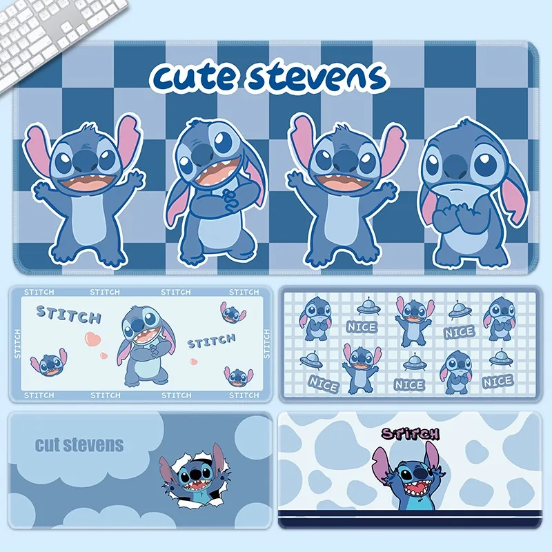 แผ่นรองเมาส์ คีย์บอร์ด ลายการ์ตูน Stitch น่ารัก อุปกรณ์เสริม สําหรับคอมพิวเตอร์ตั้งโต๊ะ XXL