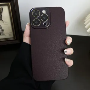 [เคสแข็ง] เคสป้องกันลายลิ้นจี่พรีเมี่ยมเหมาะสําหรับ iPhone16 16promax 16pro 16plus 12 13 14 15 Series คริสตัลการป้องกันรูที่แม่นยําพร้อมฟิล์มกันรอยเลนส์ เคสโทรศัพท์กันกระแทก Titanium G