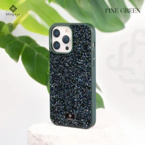 Bling & Co เคส สี Pine Green สำหรับ iPhone 16 12 13 14 15 Plus Pro Max ลายกลิตเตอร์ Sparking premium case