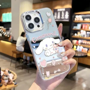เคสโทรศัพท์มือถืออะคริลิค แบบแข็ง ลายชินนาม่อนโรล มีกระจกแต่งหน้า สําหรับ IPhone 11 Case 14 Pro Max 15 Case 13 Pro Max 275 X XS XS Max XR