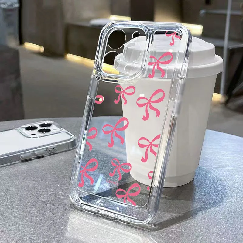 เคสโทรศัพท์มือถือแบบนิ่ม TPU ใส ประดับโบว์ เรียบง่าย สําหรับ Samsung Galaxy S23 FE Case S24 S23 Ultra S22 S21 Plus S21 S20 FE Note 20 Ultra