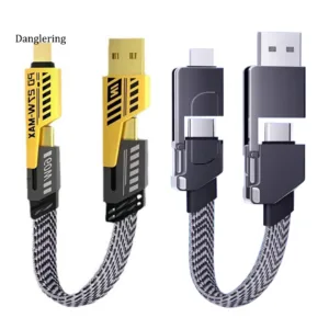 Dl สายชาร์จโทรศัพท์มือถือ 4-in-1 65w Pd ชาร์จเร็ว 4-in-1 สําหรับโทรศัพท์มือถือ แท็บเล็ต ความยาว 25 100 150 200 ซม. Usb Type-c 8pin