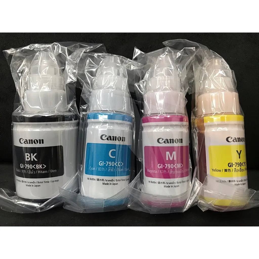 หมึกเติม CANON INK # GI-790 หมึกขวดแท้ 4 สี BK C M Y สำหรับ Canon Pixma G1010 G2010 G3010 G4010