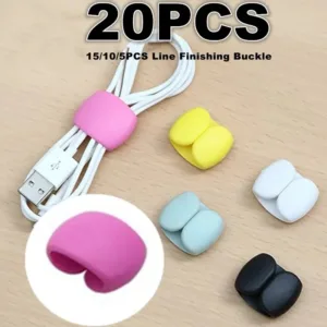 20ชิ้นสายเคเบิลข้อมูลออแกไนเซอร์หัวเข็มขัดหูฟังสายชาร์จออแกไนเซอร์จัดเก็บหัวเข็มขัดที่เรียบง่ายม้วนเก็บสายเคเบิล