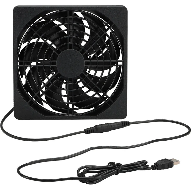 พัดลมระบายความร้อน 5V USB Powered PC Router Fan ขนาด 120 มม. พร้อมตัวควบคุมความเร็ว