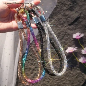 ใหม่wellknownnice โทรศัพท์มือถือคริสตัลสายรัดข้อมือ Glitter Rhinestone โทรศัพท์ Lanyard พวงกุญแจแขวน Anti-lost เชือก TH