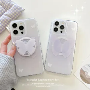 เคสโทรศัพท์มือถือแบบแข็ง ลายผีเสื้อ สีม่วง สําหรับ iPhone 12 12Pro 12ProMax 13 13Pro 13ProMax 14 14Pro 14ProMax 15 15Pro 15ProMax