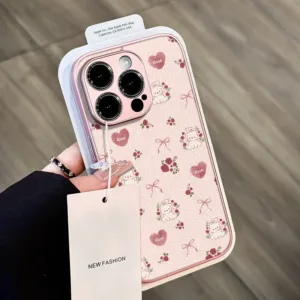 เหมาะสําหรับ IP15 PRO MAX IP11 PRO IP7 IPXS MAX IP13 IP14PLUS ดอกกุหลาบกระต่ายเล็ก วัสดุเนื้อแกะขั้นสูง เนื้อหนัง เปลือกโทรศัพท์มือถือกันน้ําและสกปรก