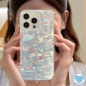 แฟชั่นแมงกะพรุนเข้ากันได้เคสไอโฟน 16 11 13 7Plus 15 14 12 Pro Max XR 15 8 14 6 6s Plus X XS Max เปลือกหอยทะเลปลาเคส