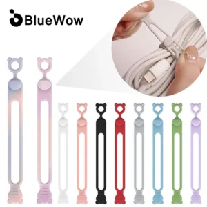 Bluewow สายรัดจัดระเบียบสายเคเบิล USB แบบซิลิโคน ใช้ซ้ําได้ สําหรับห้องครัว