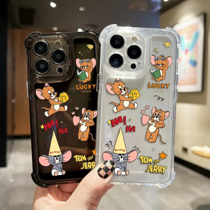 เคสโทรศัพท์โปร่งใสป้องกันการตกและทนทาน for iPhone11 12 13 14 15 16 Pro Max XR XS X 7/8Pเจอร์รี่ที่ชื่นชอบ