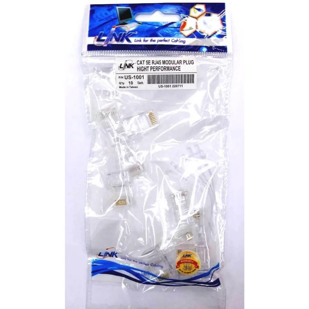 US-1001 LINK หัวแลน RJ45 CAT5E (10ตัว/แพ็ค)