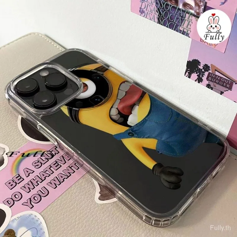เคสโทรศัพท์มือถือแบบใส กันกระแทก กันรอยกล้อง ลายมินเนี่ยน สําหรับ iPhone 15 14 13 11 12 Pro Max 14plus 7Plus XS Max 14plus