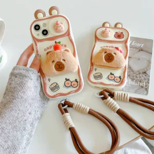 เลนส์ป้องกันตุ๊กตา Cappibala เคส IPhone สําหรับ IPhone 16 ProMax 15ProMax 15Plus 13 12 11 14 กรณี