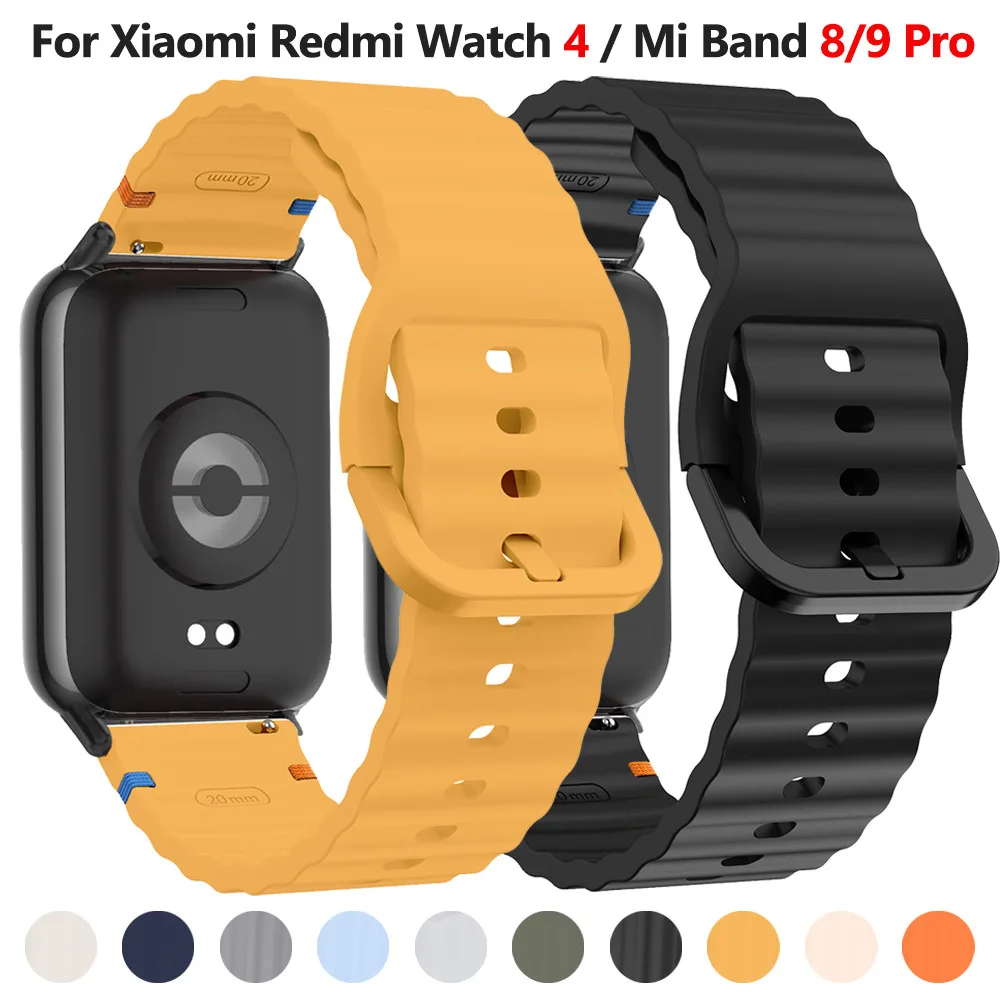 สายซิลิโคนสําหรับ Xiaomi Mi Band 8 Pro/9 Pro กีฬาสร้อยข้อมือ WristBand Correa สําหรับ Xiaomi Redmi นาฬิกา 4 อุปกรณ์เสริม