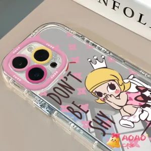 เคสไอโฟน15 สำหรับ iPhone 11 16 13 15 12 14 Pro Max 7 8 16 15 14 Plus XR XS X Max การ์ตูนมาร์ทมาร์ททอผ้าแต่งกระจกปกอ่อน