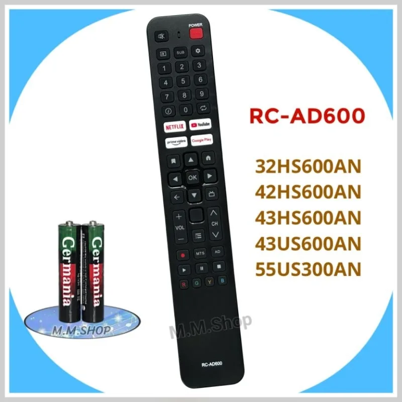 รีโมททีวี Smart TV HD ยี่ห้อ Aco natic รุ่น RC-AD600
