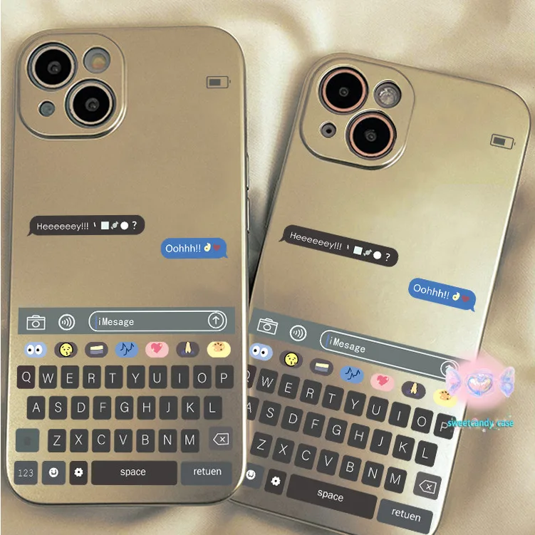 [จัดส่งในพื้นที่] แป้นพิมพ์แชทเคสโทรศัพท์โลหะชุบโลหะด้วยไฟฟ้าเข้ากันได้กับ iPhone 13 12 14 11 7 Pro Max XR X Plus XS SE