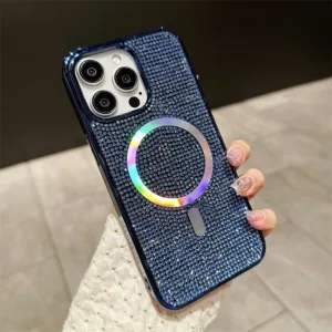 ใหม่หรูหราประกายเพชรแม่เหล็กที่แข็งแกร่งเคสโทรศัพท์เข้ากันได้สําหรับiphone15promax 14promax 13promax 12promax 15pro 14pro 13/12pro iphone11 กันกระแทกฝาหลังปลอก