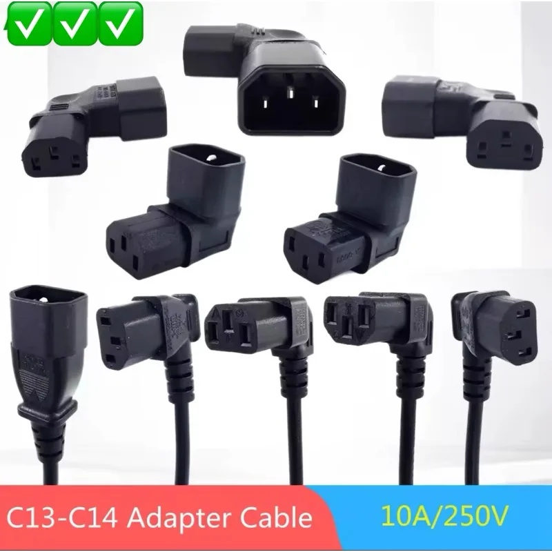 IEC 320 C13หญิง C14ชาย PDU มุมสายไฟ IEC C13มุมอะแดปเตอร์