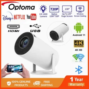โปรเจ็กเตอร์ HY300 4K Ultra HDMI 720p Android 11.0 WiFi Bluetooth Projector อัจฉริยะ โปรเจ็กเตอร์พกพา 8000 ลูเมน