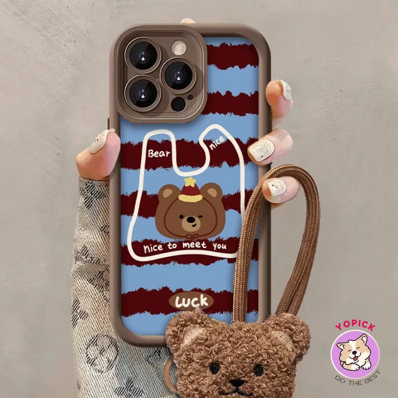 เสื้อกันหนาวหมีสําหรับiphone16 16pro 16promax 16Plusหนังเคสโทรศัพท์15 15pro 14 13promax xs xsmax xr 6 7 8plus 7 8plus 12 11การ์ตูนฝาครอบโทรศัพท์JGS