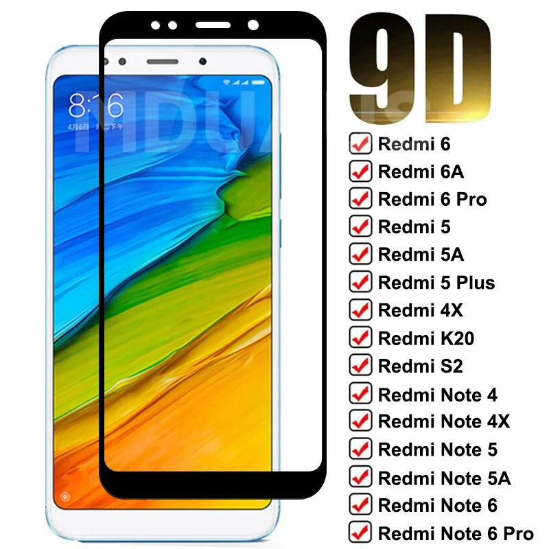 9d ป้องกันสําหรับ Xiaomi Redmi 5 Plus 5A 6 6A 4X S2 Go กระจกนิรภัยป้องกันหน้าจอ Redmi หมายเหตุ 6 5 5A 4 Pro ฟิล์มแก้ว