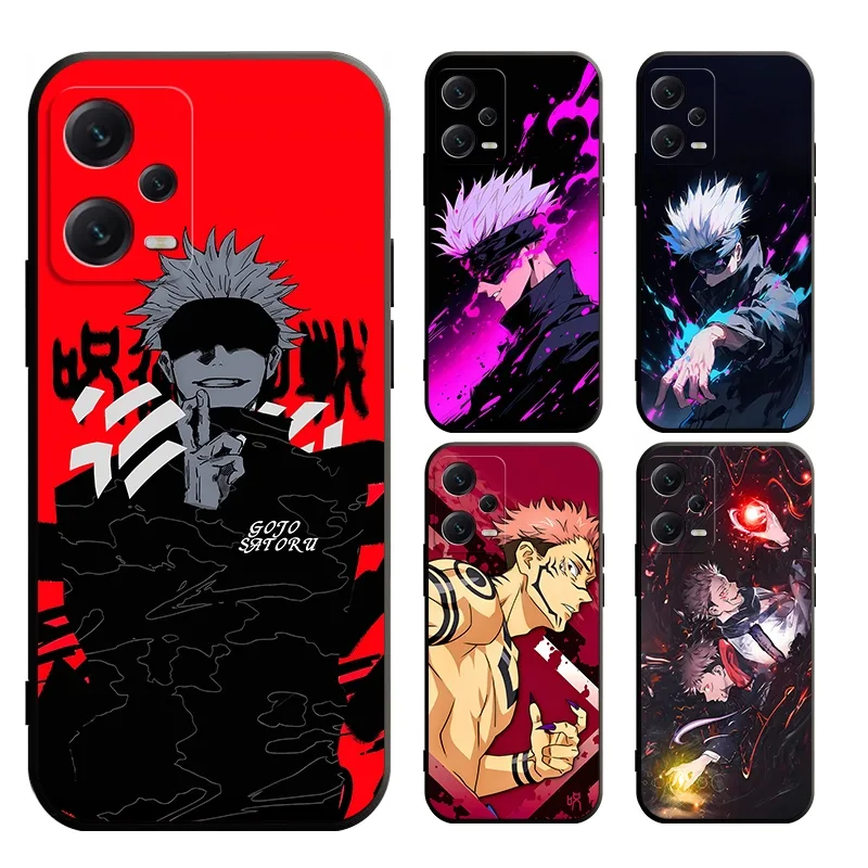 เคส Redmi Note 13 pro plus 13C 14C A3 4G 5G โทรศัพท์มือถือแบบนิ่ม ผิวด้าน ลายอะนิเมะ Jujutsu Kaisen Gojo Satoru Yuji Itadori สีดํา สําหรับ