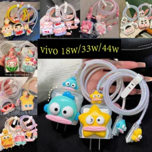 【ส่งจากไทย มาใหม่ 1ชุด 5ชิ้น】เคสสายชาร์จ สำหรับ vivo 18w/33w/44w  สายชาร์จ ลายการ์ตูนน่ารัก  Cable Bite