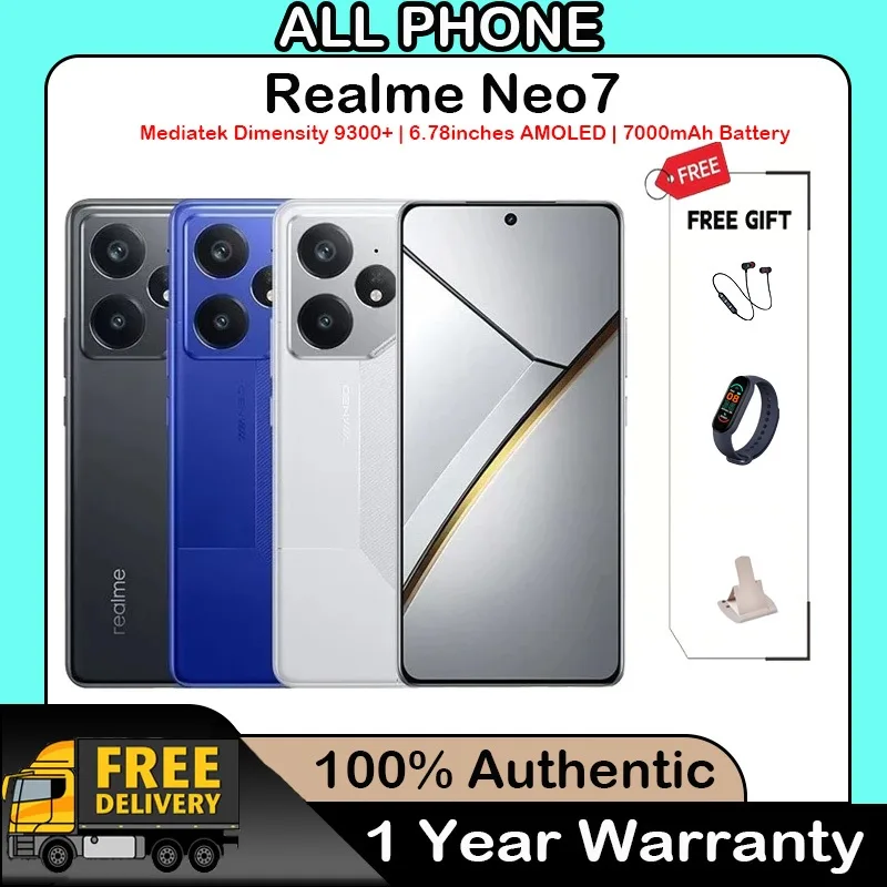 Realme Neo7 (Support Google Play&Thai) Mediatek Dimensity 9300+ 8T LTPO AMOLED 7000mAh Battery 80W