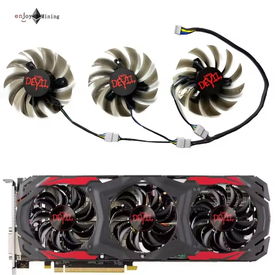 พัดลมการ์ดจอ POWERCOLOR/DATALAND Radeon RX570 480 Red Devil Graphics Card Replacement Fan